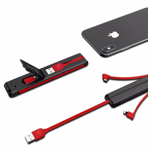 Oatsbasf 3 in 1 Micro USB Type C 8 Pin USB Cable for iPhone X 8 7 6 Creative Design Hidden USB Cable for Xiaomi Huawei