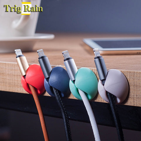 Round Cable Holder Protector Management Device Organizer Finishing Desktop Plug Silicone Wire Retention Clips Power Cord Winder