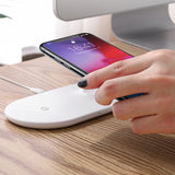 Baseus 2 in 1 Qi Wireless Charger For iPhone XS Max XR X Samsung 10W Fast Wireless Charging Pad For Apple i Watch 4 3 2 Charger