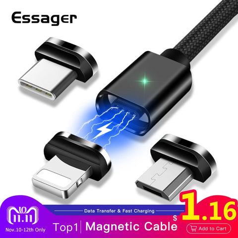 Essager Magnetic USB Cable For iPhone Type C Magnet Charger Data Charging Charge Micro USB Cable For Android Mobile Phone Cables